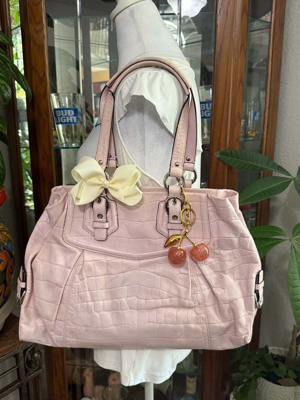 Coach Madison Croc Embossed Leather Carryall Tote Bag